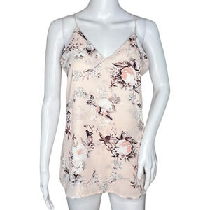 DKNY Cami Top Women Small Pink Floral‎ V-Neck Spaghetti Strap Camisole Feminine